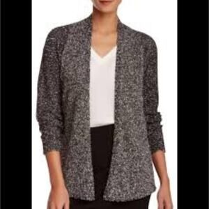 Eileen Fisher Lagenlook Black & White Knobby Knit Open Cardigan Sweater L